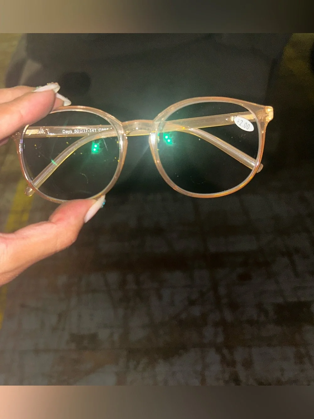 Transparent Amber Round Reading Glasses - in +2.00
